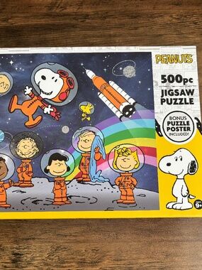 NEW Snoopy Peanuts in Space 500 Pc Jigsaw Puzzle w/Poster #8680ZZC Rose Art NIB